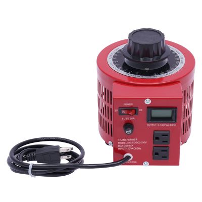 20Amp Variac Transformer - 2000VA Variable AC Voltage Regulator (0-130V) with Metered Output for Lab, Workshop, Industrial Use-Red