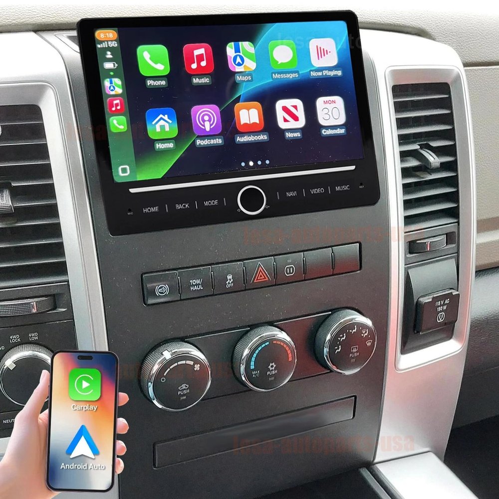 Surakey 4+64GB Car Stereo Radio for Dodge RAM 1500 2500 3500 2009 2010 2011 2012 Android 14 GPS Navigation for CarPlay Wireless Android Auto Bluetooth FM/RDS WiFi/SWC/Mirror Link 10in
