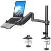 MOUNTUP Laptop Desk Mount, Adjustable Laptop Stand for max 17" Notebook or 32" Monitor, Laptops Arm Mount for Desk Holds 4.4-22lbs, Tall Laptops Stand with Clamp/Grommet view 1