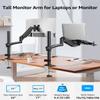 MOUNTUP Laptop Desk Mount, Adjustable Laptop Stand for max 17" Notebook or 32" Monitor, Laptops Arm Mount for Desk Holds 4.4-22lbs, Tall Laptops Stand with Clamp/Grommet view 2