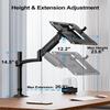 MOUNTUP Laptop Desk Mount, Adjustable Laptop Stand for max 17" Notebook or 32" Monitor, Laptops Arm Mount for Desk Holds 4.4-22lbs, Tall Laptops Stand with Clamp/Grommet view 3