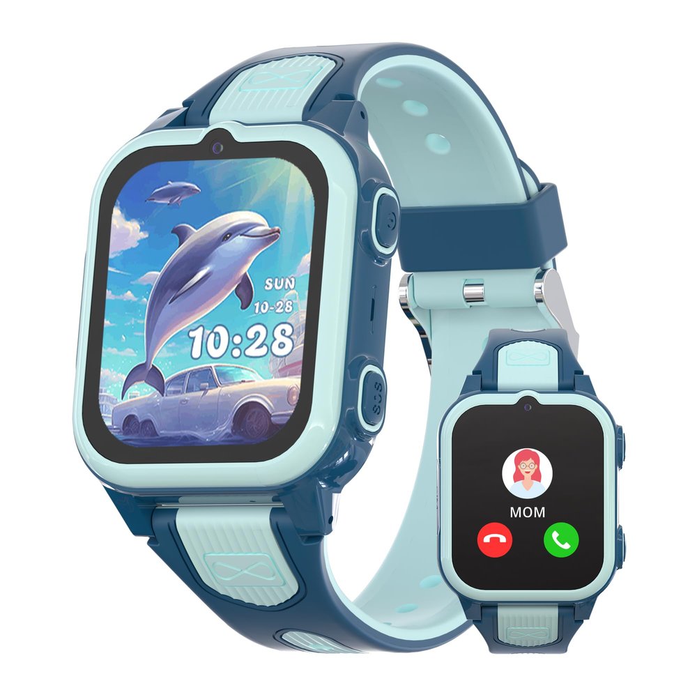 4G Kids Smart Watch with GPS Tracker Video Voice Calling Text Chat SOS Call, Waterproof Smartwatch Age 5-12, Wallpaper Store School Model Camera Pedometer Games Alarm Clock Stopwatch for Kids(Blue)