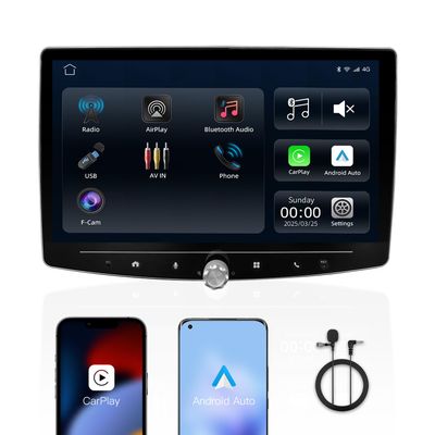 10.1" Large Touchscreen Linux Car Stereo - Universal Double Din Android Auto CarPlay Receiver for Fast & Stable Performance,HD 720P Display, BT5.0, Support Backup Camera & Steering Wheel Control