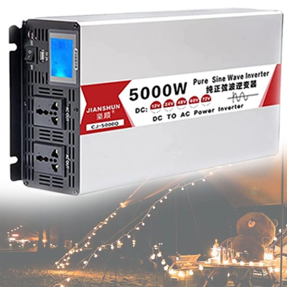 1pcs High Power Pure Sine Wave Inverter DC 12V-72V to AC 110V/220V with LCD Display for RV, Camping, and Solar Applications(5000W 72Vto110V)