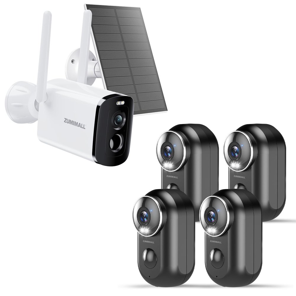 ZUMIMALL Solar Security Cameras Wireless Outdoor, 2K Camera for Home Security with 3MP Color Night Vision, 2.4GHz WiFi, 2-Way Talk, Spotlight & Siren, IP66 Weatherproof, Compatible with Alexa