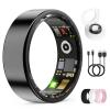 UniJethro Smart Ring for Women & Men, Health Tracker Ring with Heart Rate, Blood Oxygen,Blood Pressure, IP68 Waterproof Fitness Ring, Sleep Tracker for iPhone and Android, No APP Fee (Black, 7#) view 1