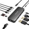 Laptop Docking Station,12 in 1 Triple Display USB C Hub for Windows with Dual DP, HDMI, 100W PD Charger, Gigabit Ethernet, USB3.0/2.0 Ports, SD/TF Card Reader, Mic/Audio for Lenovo HP Dell - Black view 1