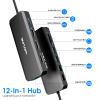 Laptop Docking Station,12 in 1 Triple Display USB C Hub for Windows with Dual DP, HDMI, 100W PD Charger, Gigabit Ethernet, USB3.0/2.0 Ports, SD/TF Card Reader, Mic/Audio for Lenovo HP Dell - Black view 2