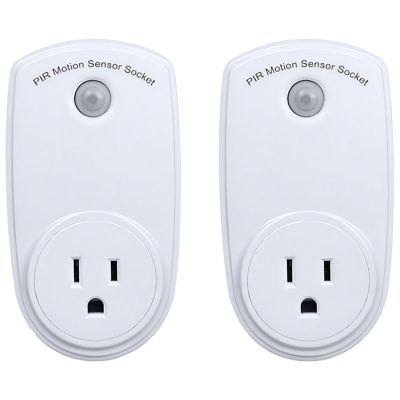 2-Pack Light Plug-in Motion Sensor, Angle 120 Automatic On/Off, 20 Ft (6 M) Range, Turn-Off Delay Feature, Ideal Garage, Hallway, Outdoor, 120V, White, Ce Certified