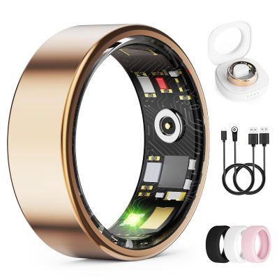UniJethro Smart Ring for Women & Men, Health Tracker Ring with Heart Rate, Blood Oxygen,Blood Pressure, IP68 Waterproof Fitness Ring, Sleep Tracker for iPhone and Android, No APP Fee (Rose Gold, 7#)