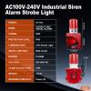 Industrial Sound and Light Alarm Siren, 0-120dB Adjustable, IP65 Waterproof, 100-150 Meters Warning Range for Factory/Warehouse/School/Office Security Siren Emergency Fire Tornado Alarm AC110V 30W view 4