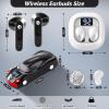 Jedaful 2 Pack Kids Wireless Earbuds Invisible Mini Earbuds for Kids Bluetooth Ear Buds in-Ear with LED Display, HiFi Stereo, 32H Playtime, Wireless Headphone with Mic for Android iOS Phone Laptop view 2