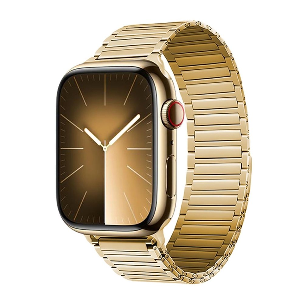 Compatible with Apple Watch Band 49mm 45mm 44mm 42mm 41mm 40mm 38mm, Stainless Steel Metal Magnetic Strap for iWatch Ultra 2 Ultra Series 9 8 7 6 5 4 3 2 1 SE(Gold,42/44/45/49mm)