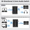 Audio Switch 3.5mm Bi-Direction Switch,Stereo Audio Switcher 2 in 1/1 in 2 Out,A udio Swit ch Headphone Manual Selector Splitter for PC Phone Laptop Headphone(Black) view 3