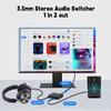 Audio Switch 3.5mm Bi-Direction Switch,Stereo Audio Switcher 2 in 1/1 in 2 Out,A udio Swit ch Headphone Manual Selector Splitter for PC Phone Laptop Headphone(Black) view 4