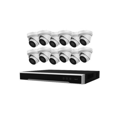 16 Channel Security Camera System EKI-K164T412 4K 8MP NVR 4TB with 12 x 4MP Outdoor Turret Dome Cameras 2.8mm 3-Axis IP67 IK10 H.265+ Cable not Included