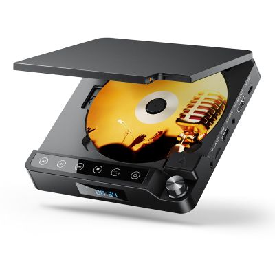 Desobry Mini DVD Player for TV, All Region Free DVD Player HDMI, Small Compact Flip-Top Design, with USB/TF Card Input, Supports PAL/NTSC