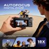 8K Digital Camera for Photography - 88MP Autofocus Vlogging Camera for YouTube with 64GB SD Card, WiFi, 18X Zoom 3" 180 Flip Screen Compact Travel Camera with 2 Batteries for Teens and Beginner view 3