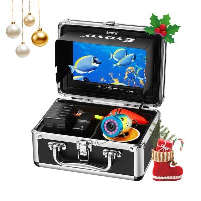 Eyoyo Underwater Fishing Camera Waterproof 1000TVL Video Fish Finder 7 inch LCD Monitor 12pcs IR Infrared Lights for Ice Lake and Boat Fishing (50m Cable)