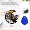 Bee Leather Keychain Case Holder,GPS Tacker With Keychain Ring,Stained Glass Style Access Card Scratch-Resistant,Finders Accessories For Pets, Luggage, Wallet, Backpacks view 2