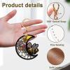 Bee Leather Keychain Case Holder,GPS Tacker With Keychain Ring,Stained Glass Style Access Card Scratch-Resistant,Finders Accessories For Pets, Luggage, Wallet, Backpacks view 3