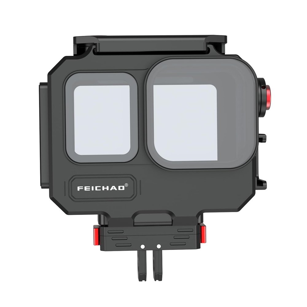 FEICHAO 262ft/80m Underwater Diving Case with 1/4 Thread, Cold Shoe Mount Compatible with Ace Pro/Ace Pro2 (Magnetic Foldable 2-Slot Bracket)