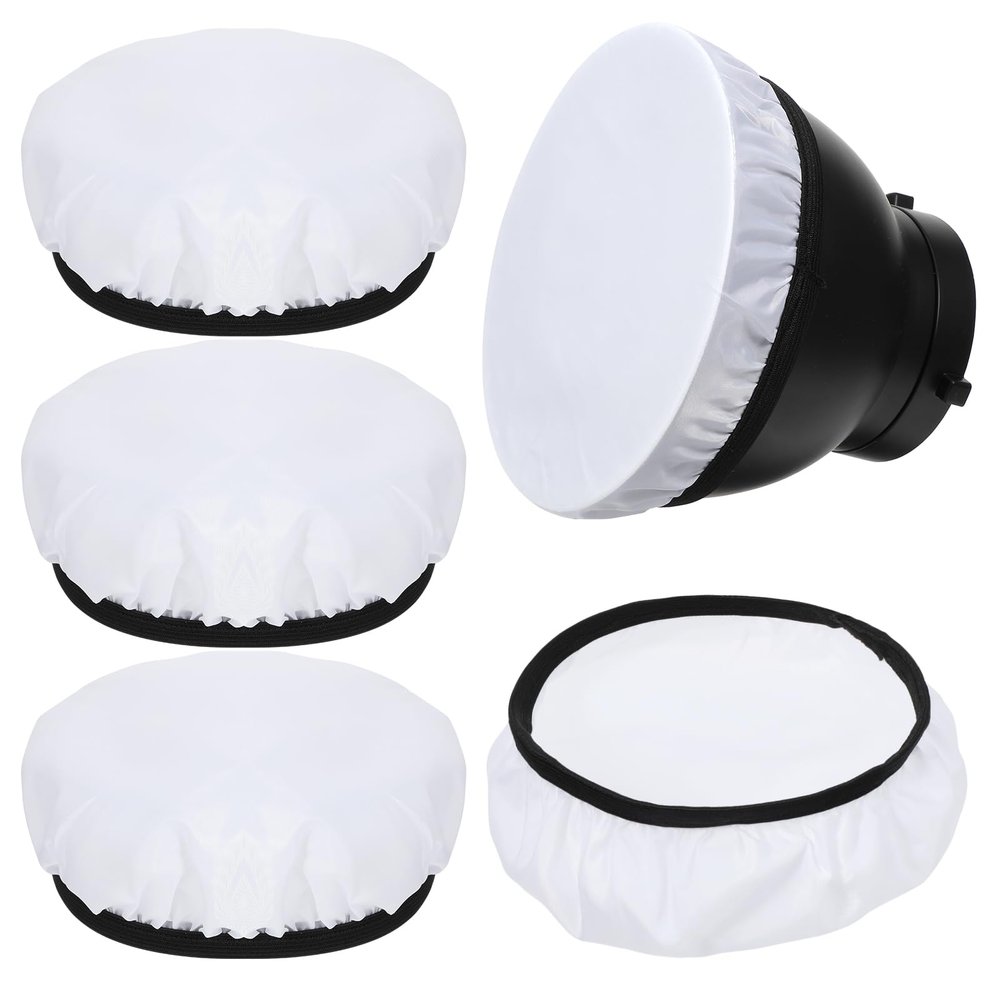 4 Pack Diffuser Lamp Sock Soft Cover, 7 "/18 cm Standard Cloth Diffuser Light Sock Lampshade Reflector Lamp White Lamps Shade Diffusers for Studio Strobe Reflector, Video Shooting (White)