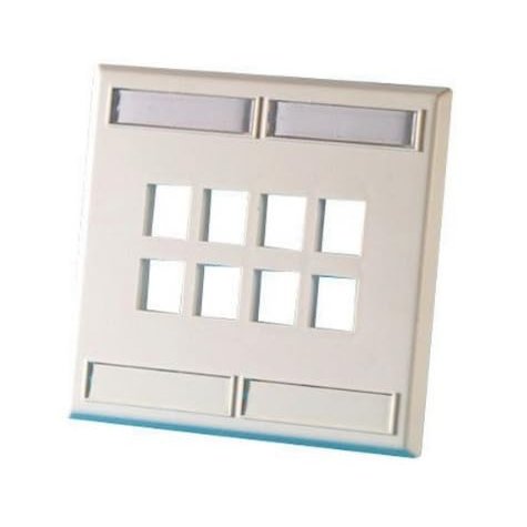 KSFP8-88  Dual Gang Plastic Keystone Faceplate, 12-Port, Cloud White