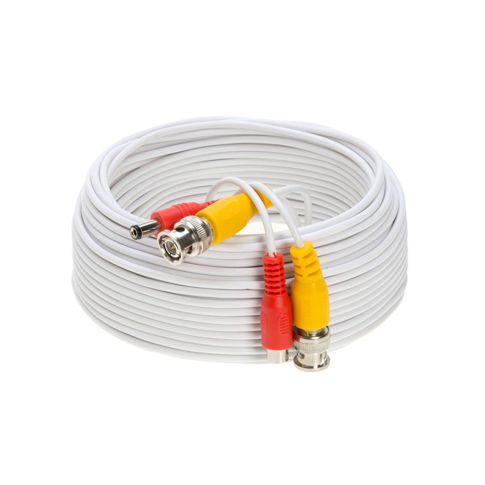 Cables Direct Online Pack of 4 X 50FT White Premade BNC Video Power Cable Extension Wire for CCTV, Security Camera, DVR, Surveillance System, All in One Plug & Play Cord