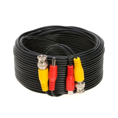 Cables Direct Online Pack of 2 x 50FT Black Premade BNC Video Power Cable Extension Wire for CCTV, Security Camera, DVR, Surveillance System, All in One Plug & Play Cord
