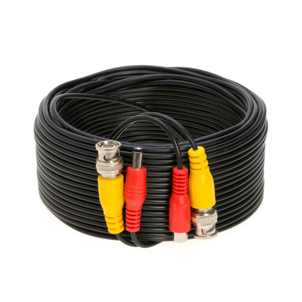 Cables Direct Online Pack of 2 x 50FT Black Premade BNC Video Power Cable Extension Wire for CCTV, Security Camera, DVR, Surveillance System, All in One Plug & Play Cord