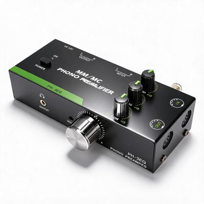 Zunate Phono Preamp for Turntable, Mini Electronic Audio Stereo Phonograph Preamplifier with 3 Band EQ Adjustment, Record Player Turntable Amplifier Support MM MC (US Plug 100-240V)