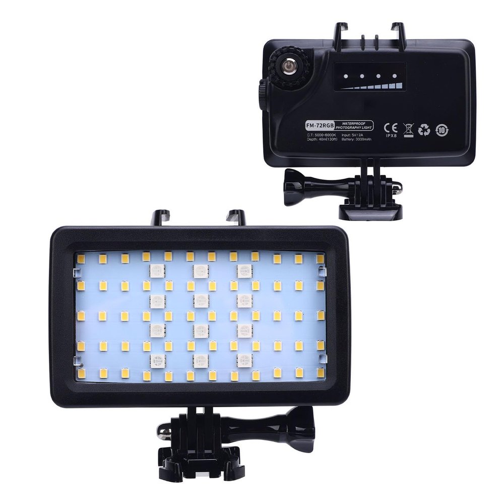 PUSOKEI Video Lighting Dive Light, RGB LED Underwater Light 5000 to 6000K Color Temperature with High Brightness LED Beads, for Photography Videography and Diving