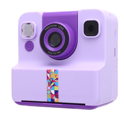 PUSOKEI Instant Print Camera, Kids Camera Instant Print with 1080P Video & 24MP HD Photo, 2.4in HD Screen, Built - in Filters for Students Creators (Purple)