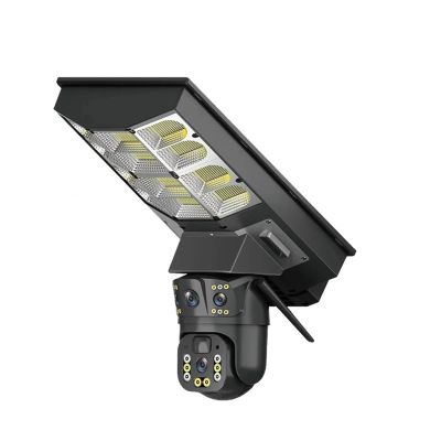 LNBBEQ V380 Pro Solar Street Lamp Integrated WiFi Surveillance Camera 12MP Three Screen Security Protection CCTV Camera(WiFi LAMPCAM ADD 64G)