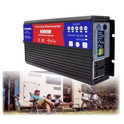 24V to 110V 50HZ,4000W Pure Sine Wave Inverter 12V 24V 48V 60V 72V DC to 110V 230V AC Converter, Power Inverter for Truck, Home, RV, Off-Grid Solar Power Inverter,60V to 230V