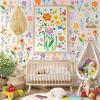 102 Pcs Spring Flower Wall Decals - 8 Sheets Peel and Stick Wildflower Stickers for Girls Bedroom, Nursery, Living Room, Removable Floral Wall Art view 2