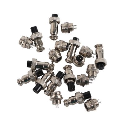 FAUOSWUK GX12 2Pin Aviation Connector 10 Set 12mm Metal Screw Thread Tighten Plug with Bakelite Insulator for Data Acquisition Systems Inclinometer