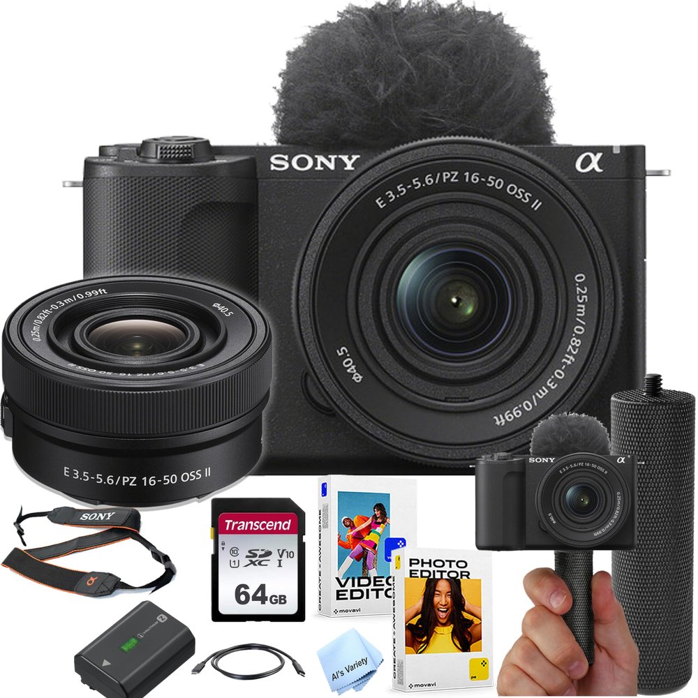 Sony ZV-E10 II Mirrorless Camera with 16-50mm Lens + 64GB Memory + Stabilizing Grip + Software Pack +More (Value Bundle)