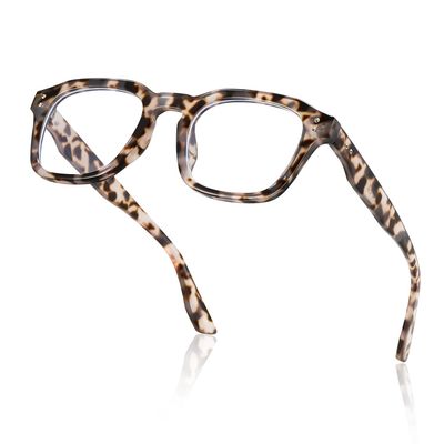 kimorn Blue Light Blocking Fashion Square Glasses, Anti Eyestrain Lens Lightweight Frame Eyeglasses for Men Women (White hawksbill)