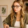 kimorn Blue Light Blocking Fashion Square Glasses, Anti Eyestrain Lens Lightweight Frame Eyeglasses for Men Women (White hawksbill) view 4