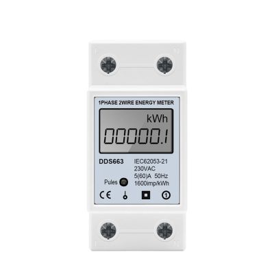 AC 220V 230V 60A 50Hz LCD Digital Display Single Phase Electric Energy Meter KWH AC Digital Watt-Hour Meter Test Meters Din Rail