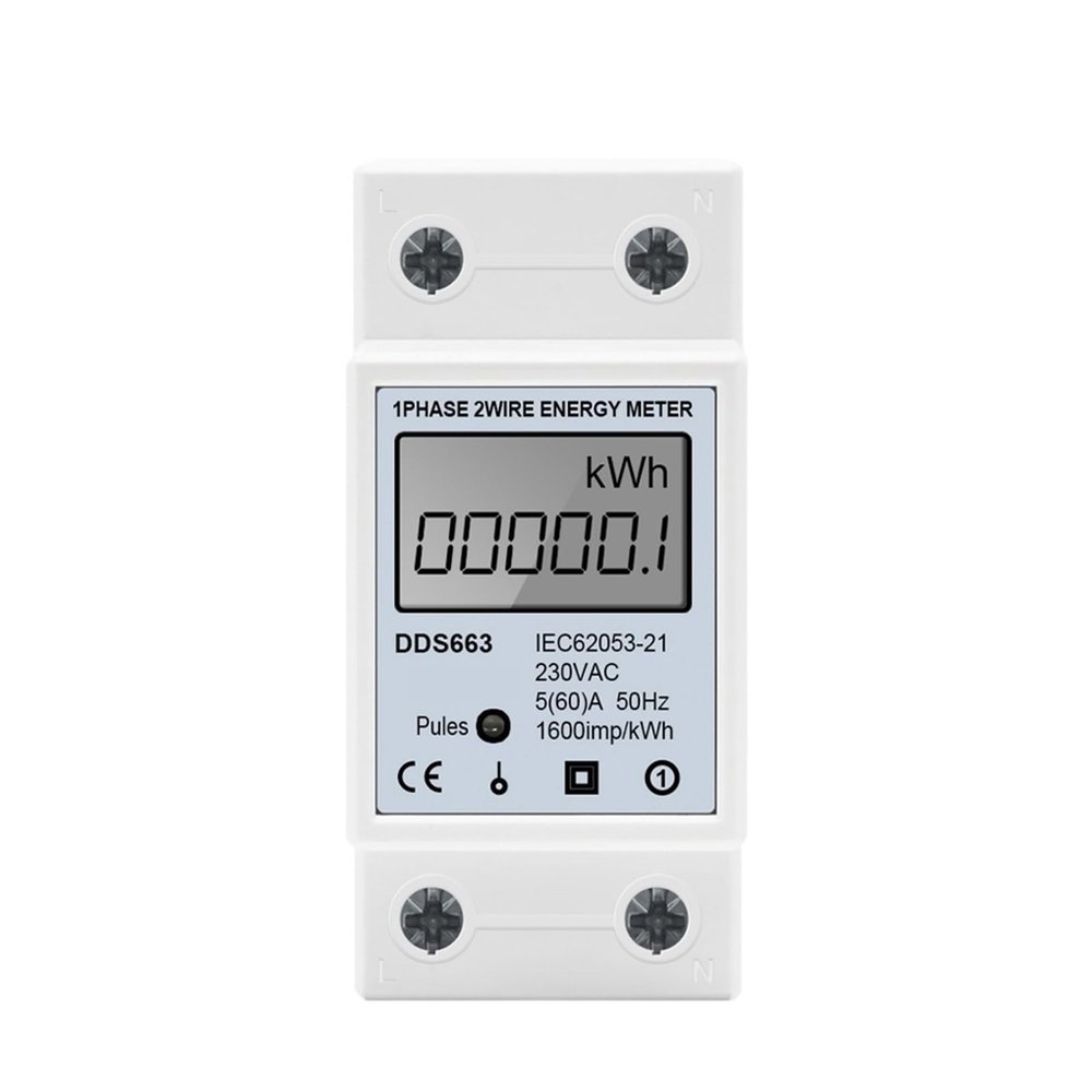 AC 220V 230V 60A 50Hz LCD Digital Display Single Phase Electric Energy Meter KWH AC Digital Watt-Hour Meter Test Meters Din Rail