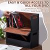 CroBlissful 2 Set Leather Dvd Storage Box Stackability Dvd Storage Shelf Holder Racks Cassette Tape Display Stand with Carrying Handles for Movie Cases Organizer Can Store up to 52 Boxes view 3