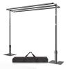 10x10 Three Crossbar Pipe and Drape Stand Kit, Heavy Duty Backdrop Stand Adjustable, Sturdy Metal Back Drop Decoration Frame with Flat Base for Parties, Wedding,Trade Shows, Photo Shoot - Black view 1