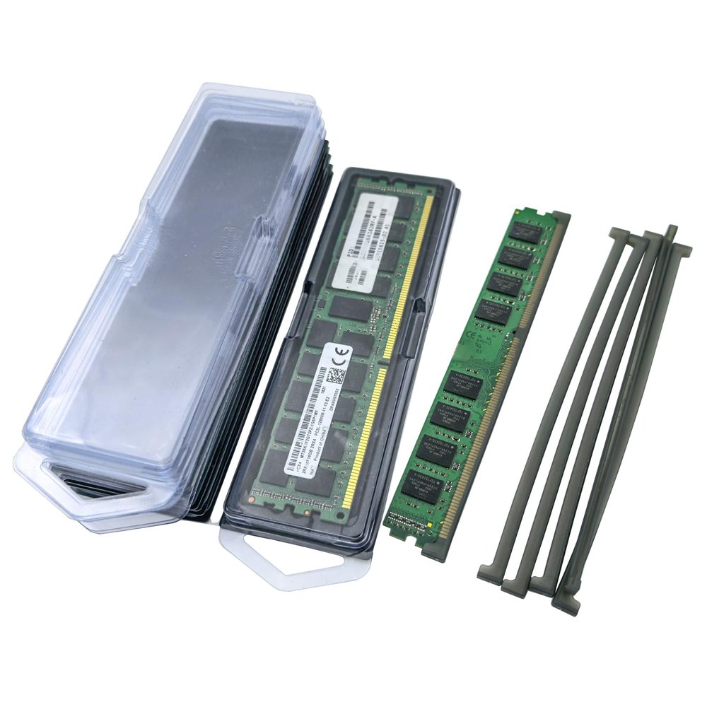 6-Pack DIMM Memory Hard Case, Anti-Static Protective Storage Holder for Desktop & Server RAM: DDR5, DDR4, DDR3, DDR2, ECC REG Modules