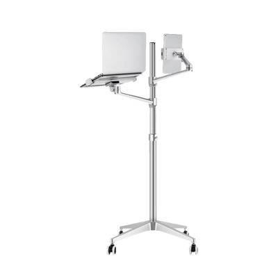 Laptop Floor Stand,Aluminum Alloy Movable Computer Shelf,Adjustable Standing Workbench,for Home,Outdoor and Office(Silver)