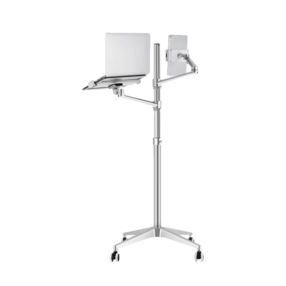 Laptop Floor Stand,Aluminum Alloy Movable Computer Shelf,Adjustable Standing Workbench,for Home,Outdoor and Office(Silver)