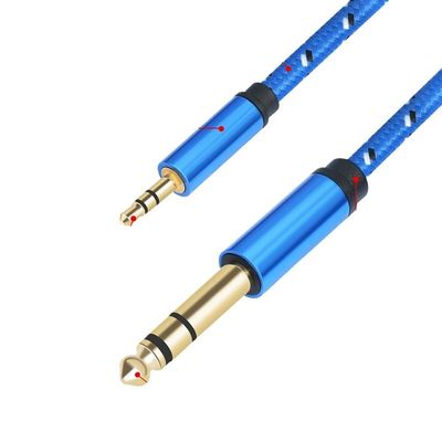 1/2/3M 3.5mm to 6.35mm Adapter Aux Cable Male to Male 1/8 to 1/4 Stereo Cable(Blue,300cm)