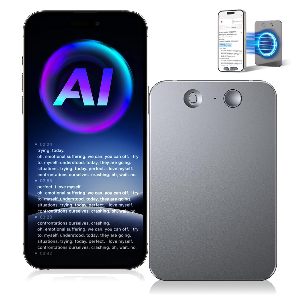 AI Voice Recorder,64GB Note Voice Recorder with Transcribe,Mind Mapping & AI Summary,Digital Voice Recorder with App,Audio Recorder for Lectures,Phone Calls,Meetings,Interviews Etc,Grey